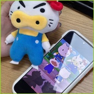 XS1 Crayon Shin-chan Buriburizaemon x Hello Kitty Plushie Collaboration Kawaii Plush Doll Bag Charm 