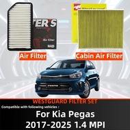 For Kia Pegas 2017-2025 1.4 MPI WESTGUARD Filter Set Activated Carbon Cabin & Air Filter 281134X000 