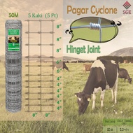 Pagar Cyclone Fence Hinget Joint 5Kaki(5ft)Pagar Kambing Pagar Lembu Rusa 50m Galvanised Jaring Besi
