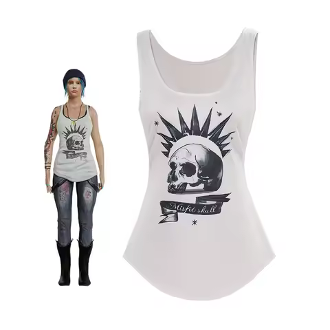 Game Life Is Strange Chloe Price Cosplay Costume Chloe Price White Sleeveless Vest Tops Female Hallo