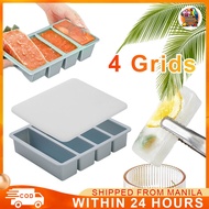 4 Grids Silicone Freezer Tray Extra Large Soup Ice 4 Cubes Tray Food Freezer Mold with Lid