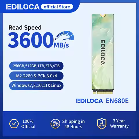 Ediloca EN680E M.2 2280 SSD PCIe3.0x4 NVMe 3600MB/s QLC Dynamic SLC Cache Internal Solid State Drive