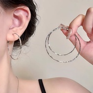 High-End Exaggerated Circle Earrings Female Silver Needle Earrings Large Circle Plain Circle Earring