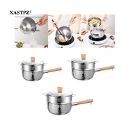 [Xastpz1] Stainless Steel Milk Pot Snow Flat Uncoated Non Stick Soup Pot Instant Noodles Pot Boiling Noodles Pot