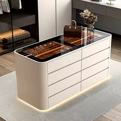 Walk-in closet island cabinet light luxury dust-proof jewelry display storage cabinet drawer counter