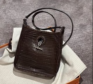 Hermes/愛馬仕 Mini vespa 烏木色鰐魚 框H 無配件  高級感滿滿 成色95新