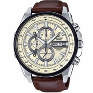 [TimeYourTime] Casio Edifice EFR-549L-7B Black Ion Plated Bezel Leather Analog Watch