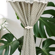 Rèm cửa trang trí vải canvas ngôi sao nền xám phối bèo ren vintage decor màn che cửa sổ Nhà Xinh Dec