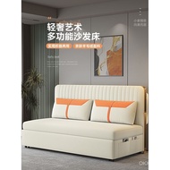 Multifunctional Sofa Bed Foldable Dual-Purpose Retractable Small Apartment Single Bed with Rollers Wool Plush Fabric Living Room Bed Storage