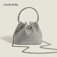 Canita Kolly Full Diamond Bucket Bag Ladies Rhinestone Chain Bag Portable Shoulder Messenger Bag