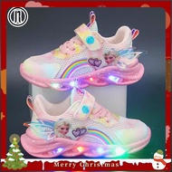 RL Doll shoes for baby girl Cartoon Frozen Girls Casual Shoes LED Light Up Sneakers Elsa Princes