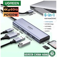 USB C Hub 6 in 1 Ugreen 70411 60384 15214 CM195 (USB Tye C to HDMI,2USB3.0+SD/TF+PD100W) Premium