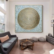 Canvas wall painting abstract metallic circle decor on request 90 x 90 cm