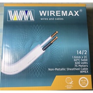 ▥▲Wiremax Pdx Wire Non-Metallic Sheathed Cable Wmex 2.0Mm2 X 2C #14/2 [Per Box/75Meters]