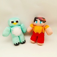 Cute Minecraft Steve Axolotl Plush Set Soft Toys Pixel Design for Game Fans Kids Play Gift