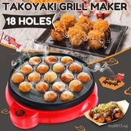 takoyaki maker【SG stock/24-hour shipping】Takoyaki Pan/takoyaki machine/18 Hole Takoyaki Grill Pan Takoyaki Maker Takoyaki Machine Takoyaki Pan Electric Octopus Ball Maker Stove