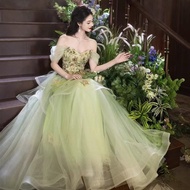 Green Petal Formal Emcee Full Dress Graceful Ball Gown Slim-line Evening Aqua Wedding Expansion Brid