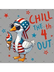 1pc/2pcs/3pcs 4th Of July Goose Patriotic Chill The 4 Chill The 4th Out Patches Pattern Iron On Tran