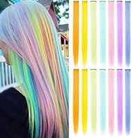 ZHAOWWEI Rainbow Direct Dye Hair Extension Clips 53cm Multi Color Heat Resistant High Brightness Hai