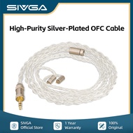 SIVGA สายหูฟังแบบเสียบแท้0.78มม. 2-พินความบริสุทธิ์สูงชุบเงินสายเคเบิล OFC แบบเปลี่ยนได้สำหรับ Que U