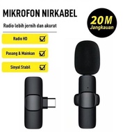 MIC CLIP ON WIRELESS K8 MIC YOUTUBER VLOG LIVE STREAMING MICROPHONE USB TYPE C MINI MIKROFON HP - RT