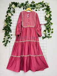 GAMIS RENDA ANAK REMAJA TANGGUNG/GAMIS RENDA LINEN BRUKAT KEKINIAN
