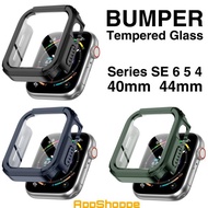 Apple Watch Case Rugged Bumper Tempered Glass Series Se 6-5 40 44Mm