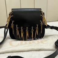 CHLOE Charm Hudson 經典黑 皮革 金屬流蘇 設計款 斜背包 肩背包 正品 二手精品