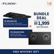 [NEW] Fujioh 90cm Super Slim Cooker Hood FR-MS2390 V/R (Recycle/Ventilation) + Fujioh 2 Burner Gas Hob FH-GS2020 SVGL [COMBO DEAL]