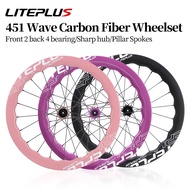 LITEPLUS Folding Bike Wavy Carbon Fiber Wheelset - 20-inch, Modified Straight-Pull, High-Profile Car