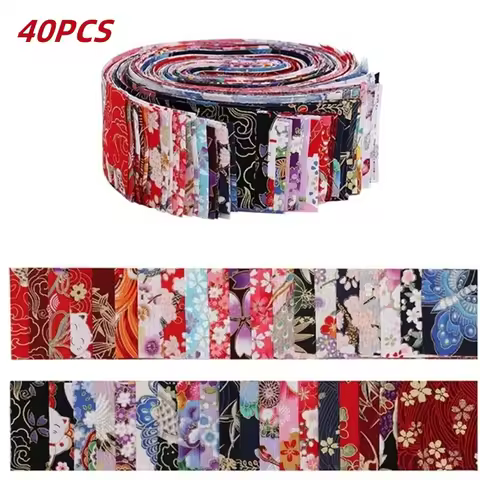 40Pcs Japanese Jelly Roll Strips Fabric Cotton Quilting Material Craft Fabric Bundle Patchwork Sewin