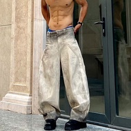 Wash Grunge Super Wide Leg Khaki Jeans