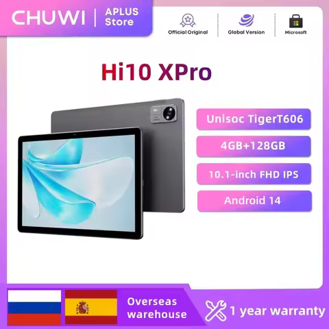 CHUWI Hi10X Pro Tablet Android 14 Unisoc T606 Octa Core 4GB RAM 128GB ROM 10.1'' FHD 1280x800 IPS To