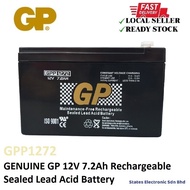 GENUINE GP 12V 7.2Ah Rechargeable Sealed Lead Acid Battery - GPP1272