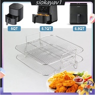 2-Layers Air Fryer Stainless Steel Grilling Rack for 4.2-5.8QT Air Fryer Kitchen Oven Steamer Cooker