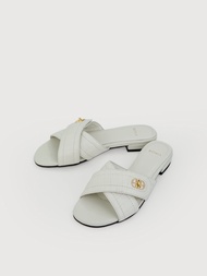 Diletta White Flat Sandals