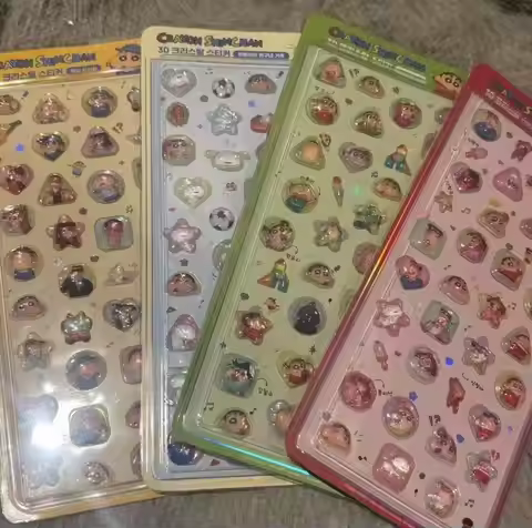 3D Solid Crystal Stickers for Children Crayon Shin Chan Handheld Account Decoration Product Y2k Fash