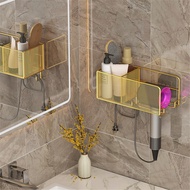 Bathroom Hair Dryer Rack Golden Bathroom Hair Tool Organizer Bathroom Tray Stand Storage Free Punch Hanging Shelf