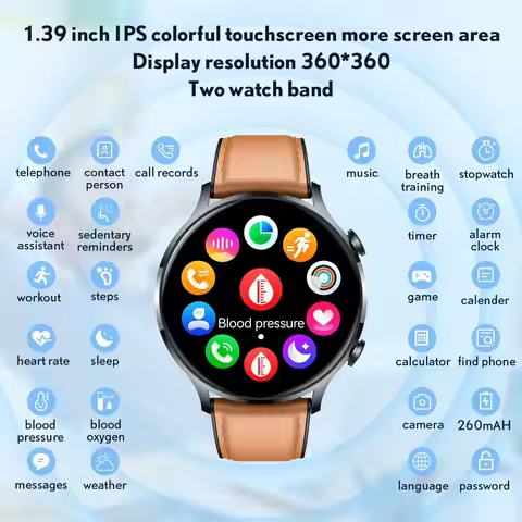 QS40 Smart Watch Men Women 1.39 Inch TFT HD Screen Bluetooth Call Heart Rate/Temperature/Blood Oxyge