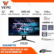 Gigabyte AORUS FI32U 32 Inch IPS UHD 4K(3840x2160 ) 144Hz 1ms HDMI2.1 AMD FreeSync Premium Pro Gamin