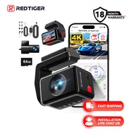 REDTIGER A4 Dash Camera 4K Front and Rear Dash Cam, 5.8GHz WiFi, Hardwire kit