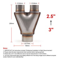 2.5inch-3inch Universal Custom Car Y-Pipe Stainless Steel Exhaust Y type Pipe Adapter Connector Tube