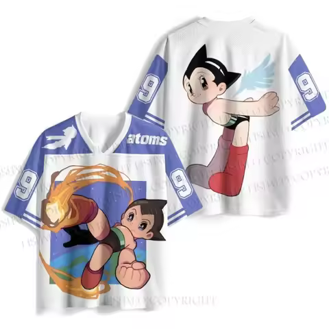 Astro Boy Mesh Jersey T-shirt Men Women Anime Print Short Sleeve Tees Atoms 9 Number Retro Streetwea