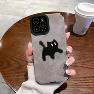 Cute Cartoon Black Scared Cat For iphone 16 12 13 17 11 15 14 17pro 16pro 16plus 15PLUS X 7/8plus Ph