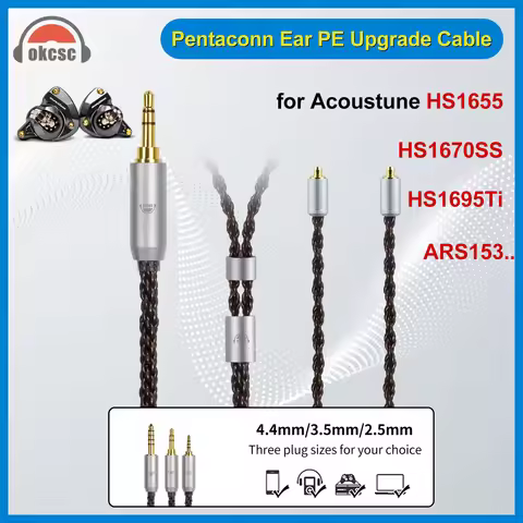 OKCSC ZT8 Pentaconn EAR Earphones Cable for Acoustune HS1655 HS1670SS HS1965TI HS1967TI 8 Core Braid