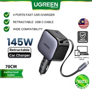 UGREEN 145W/90W/60W Retractable Car Charger Nexode PD USB C Type C USB A Fast Charging iPhone 17 Pro