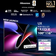 Hisense UX 116 inch RGB-Mini LED AI TV | World 1st RGB-Mini LED TV | Hi-View AI Engine X