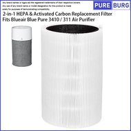 Fits Blueair Blue Pure 3410 / 311 Air Purifier 2-in-1 HEPA  &amp; Activated Carbon Replacement Filter