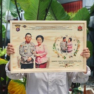 Promo Jam Dinding Kayu Custom Foto ukuran Besar - Jam dekorasi Aestetic Kado Karikatur Wajah Hadiah 