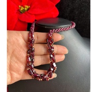 Pomegranate jade necklace (ga.net) with 3 round strands of 3 mm mixed with 4.5 to 7.8 mm cylinder an